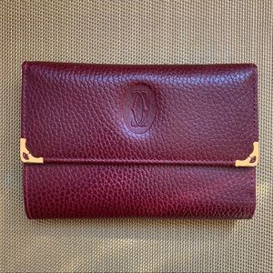 Cartier Paris Burgundy Pebble Leather Wallet